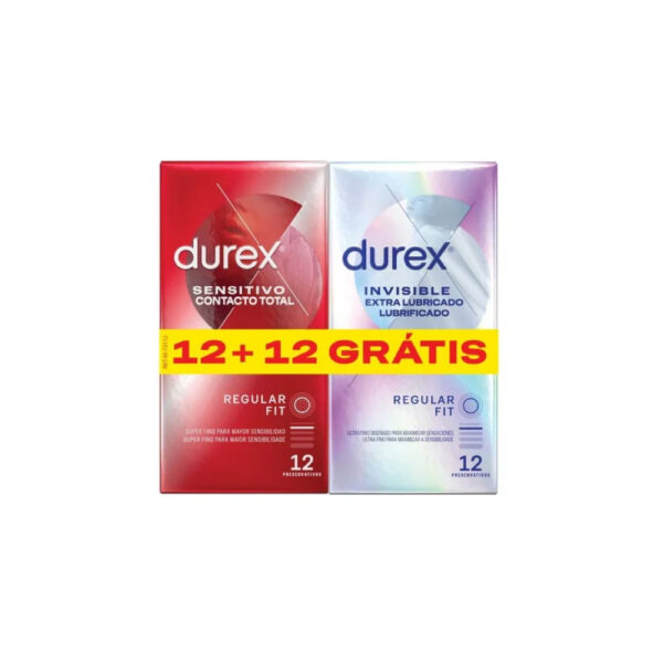 Durex Sensitive Contacto Total + Invisible Extra Lub x24